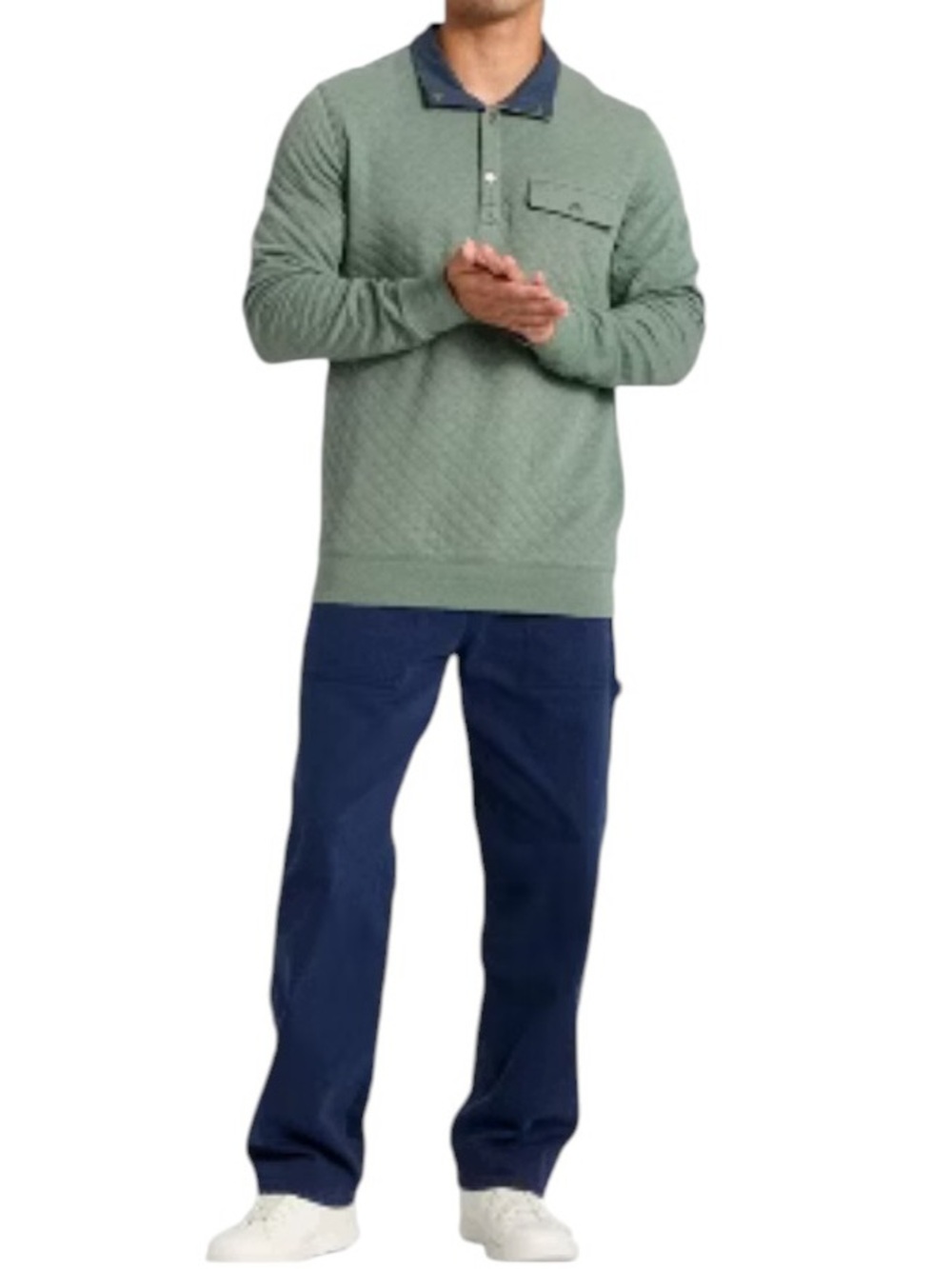 Goodfellow‎ & Co Men's Comfort Wear Quilted 1/4 Snap Pullover Green M - Picture 2 of 7